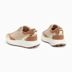 Baskets Eclair Esther Beige Et Or A Semelle Oversize