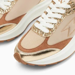 Baskets Eclair Esther Beige Et Or A Semelle Oversize