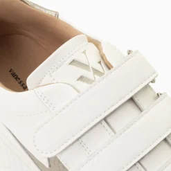 Baskets Eclair Eva Blanc Et Taupe Serpent A Scratchs