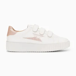 Baskets Eclair Eva Blanc Et Rose Gold Serpent A Scratchs