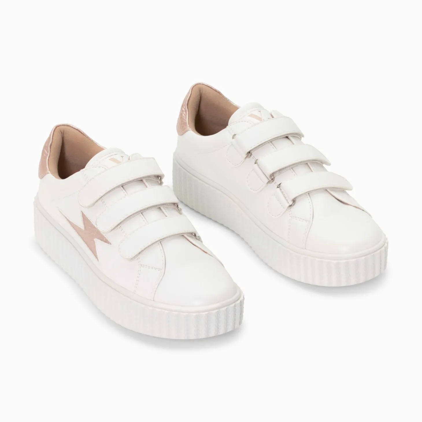 Baskets Eclair Eva Blanc Et Rose Gold Serpent A Scratchs