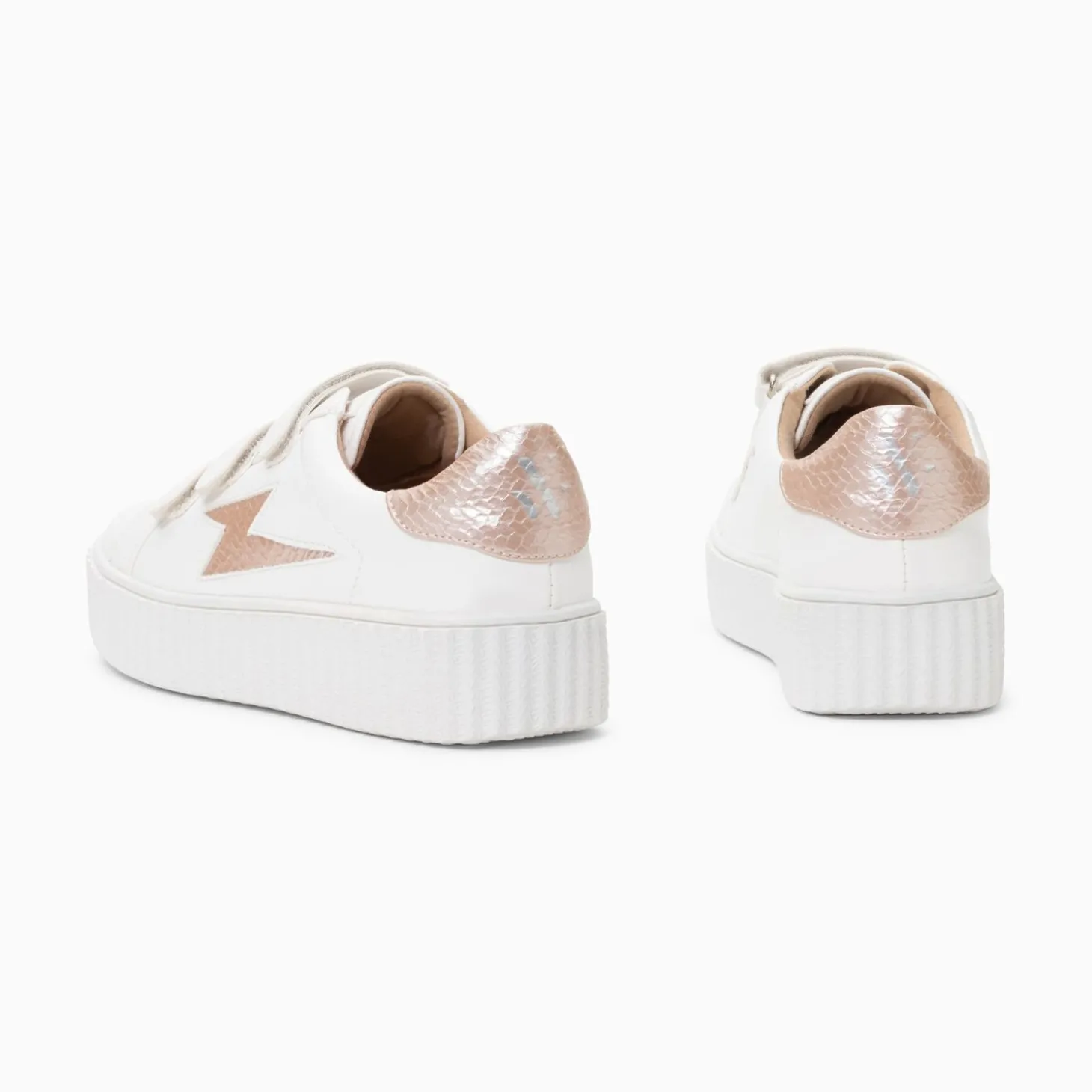 Baskets Eclair Eva Blanc Et Rose Gold Serpent A Scratchs