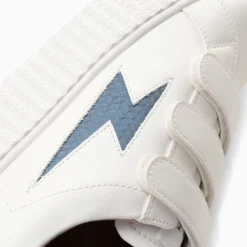 Baskets Eclair Eva Blanc Et Bleu Petrole Serpent A Scratchs
