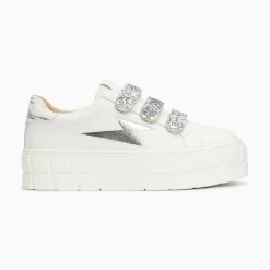 Baskets Eclair Eve Blanc Et Argent A Plateforme