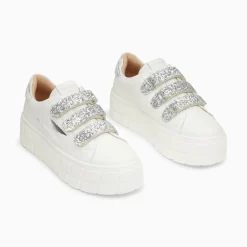 Baskets Eclair Eve Blanc Et Argent A Plateforme