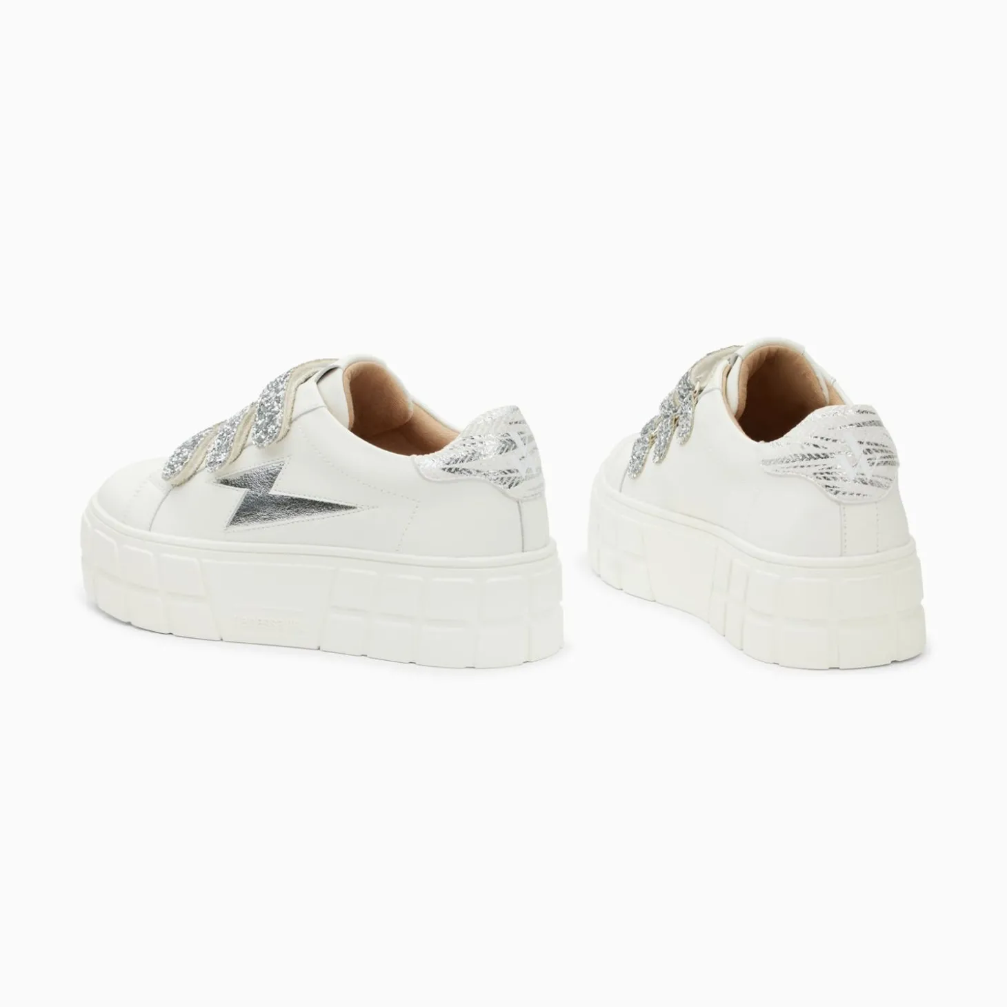 Baskets Eclair Eve Blanc Et Argent A Plateforme