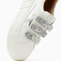 Baskets Eclair Eve Blanc Et Argent A Plateforme