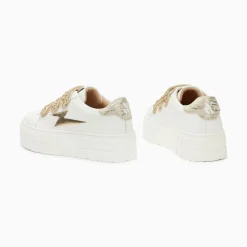 Baskets Eclair Eve Blanc Et Or A Plateforme