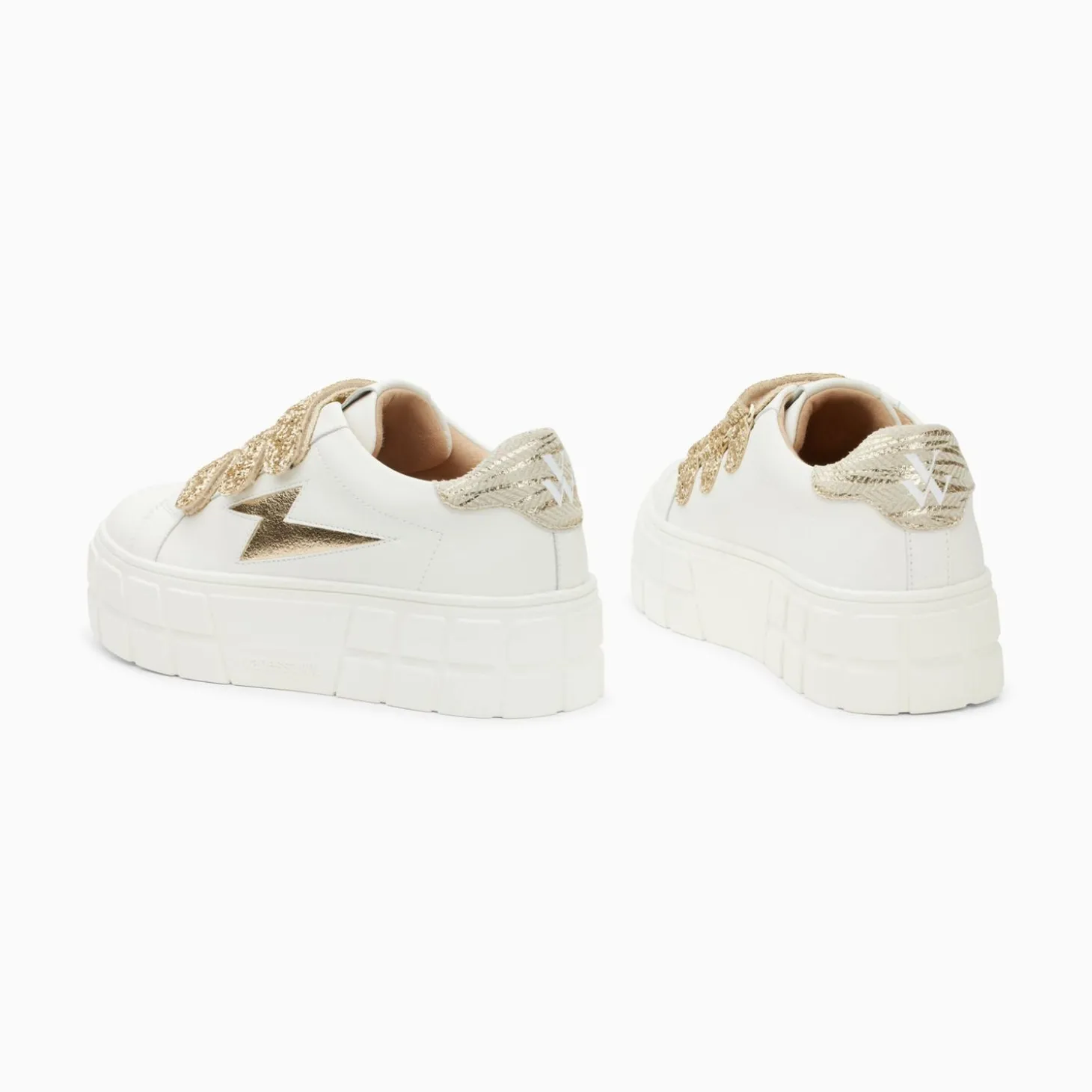 Baskets Eclair Eve Blanc Et Or A Plateforme
