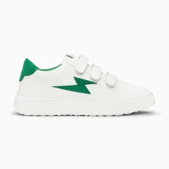 Baskets Eclair Fanny Blanc Et Vert A Scratchs