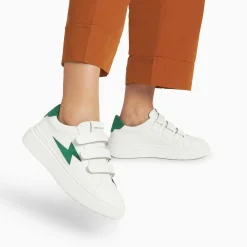 Baskets Eclair Fanny Blanc Et Vert A Scratchs