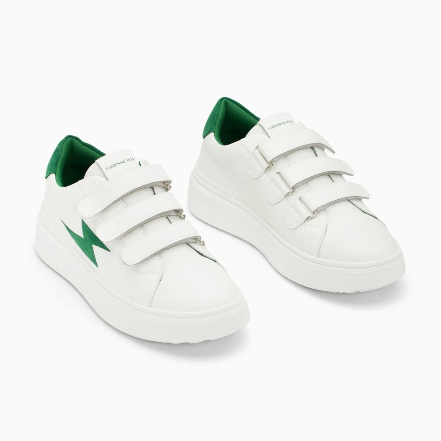 Baskets Eclair Fanny Blanc Et Vert A Scratchs