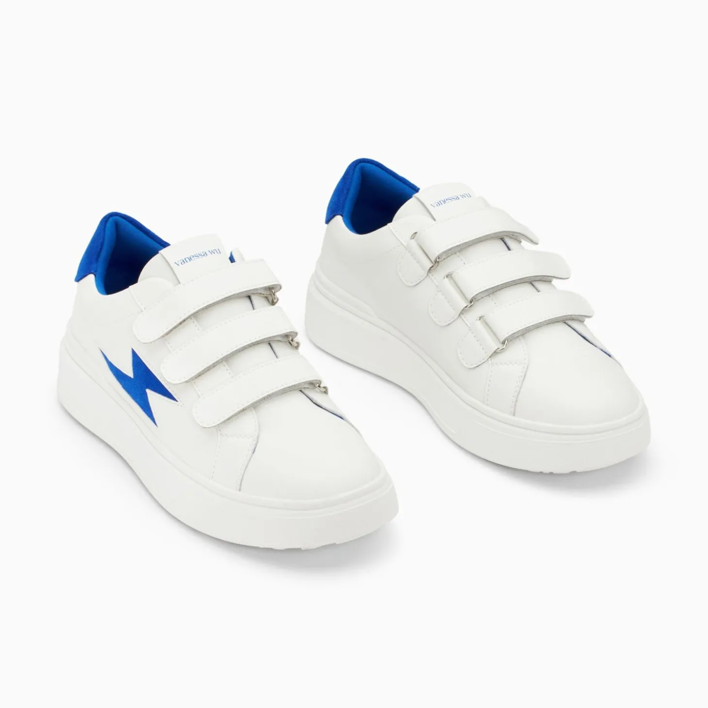 Baskets Eclair Fanny Blanc Et Bleu A Scratchs