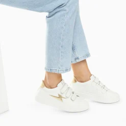 Baskets Eclair Fanny Blanc Et Or A Scratchs