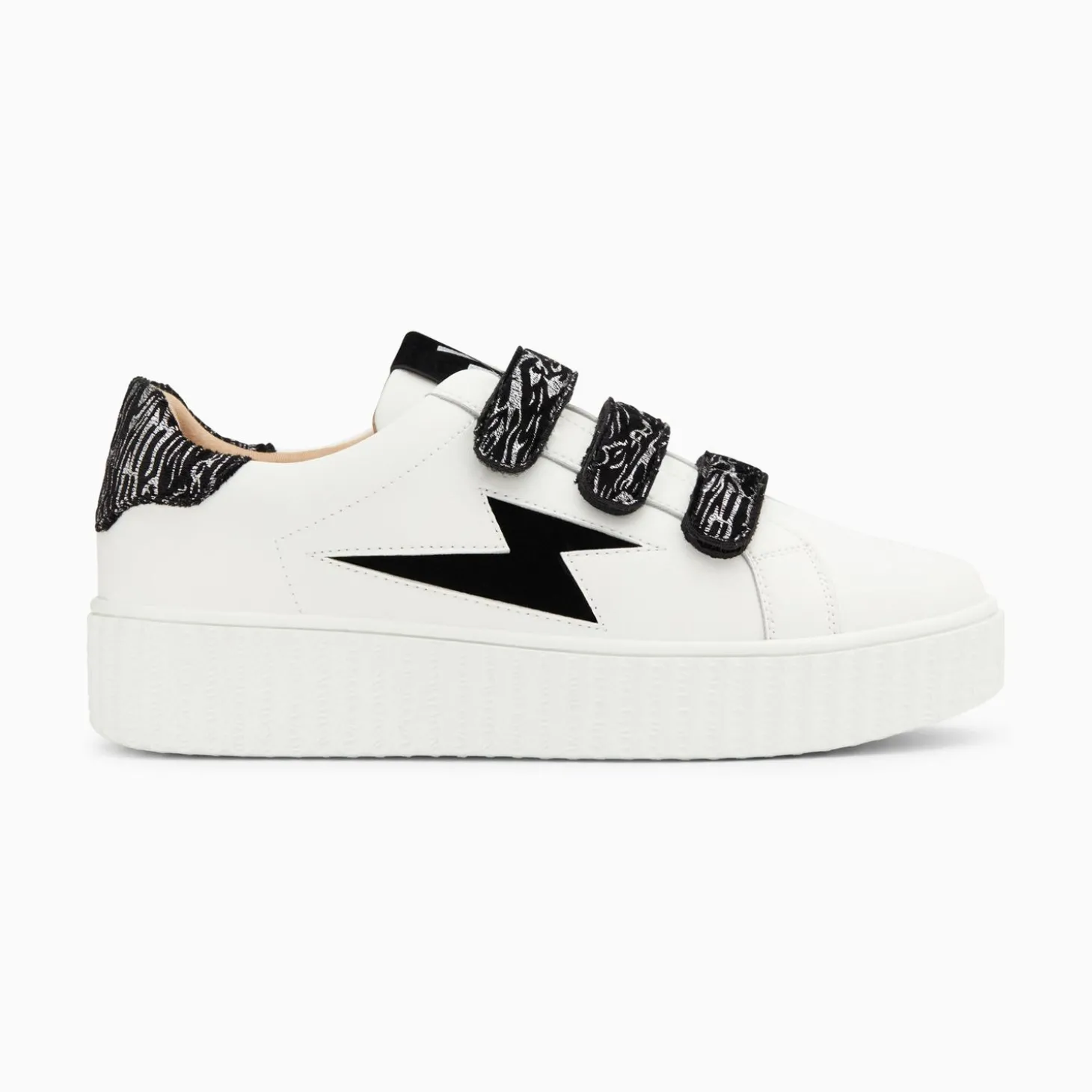 Baskets Eclair Ingrid Blanc Et Noir Zebre A Scratchs