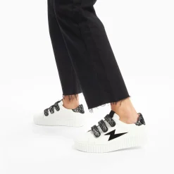 Baskets Eclair Ingrid Blanc Et Noir Zebre A Scratchs