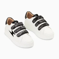Baskets Eclair Ingrid Blanc Et Noir Zebre A Scratchs