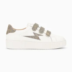 Baskets Eclair Jane Blanches En Cuir A Scratchs Anthracite