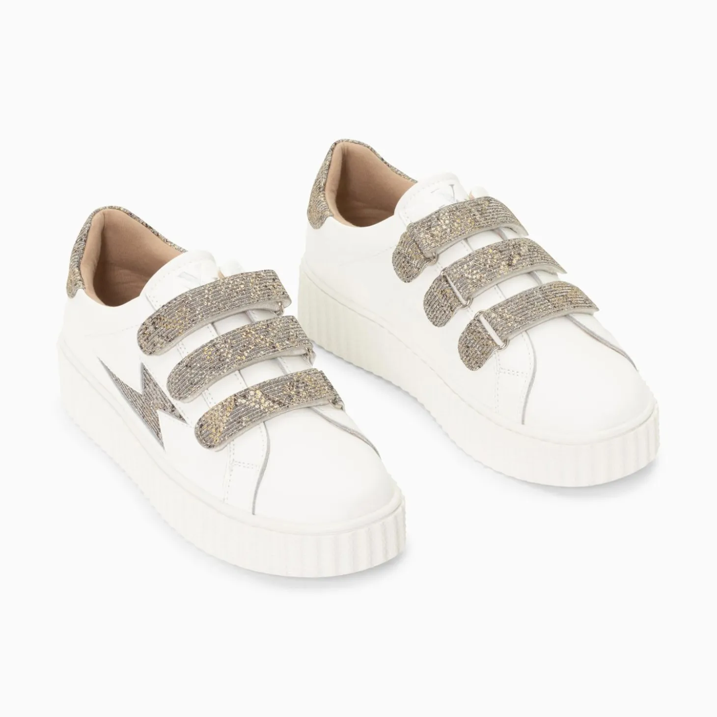 Baskets Eclair Jane Blanches En Cuir A Scratchs Anthracite