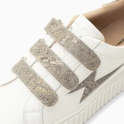 Baskets Eclair Jane Blanches En Cuir A Scratchs Anthracite