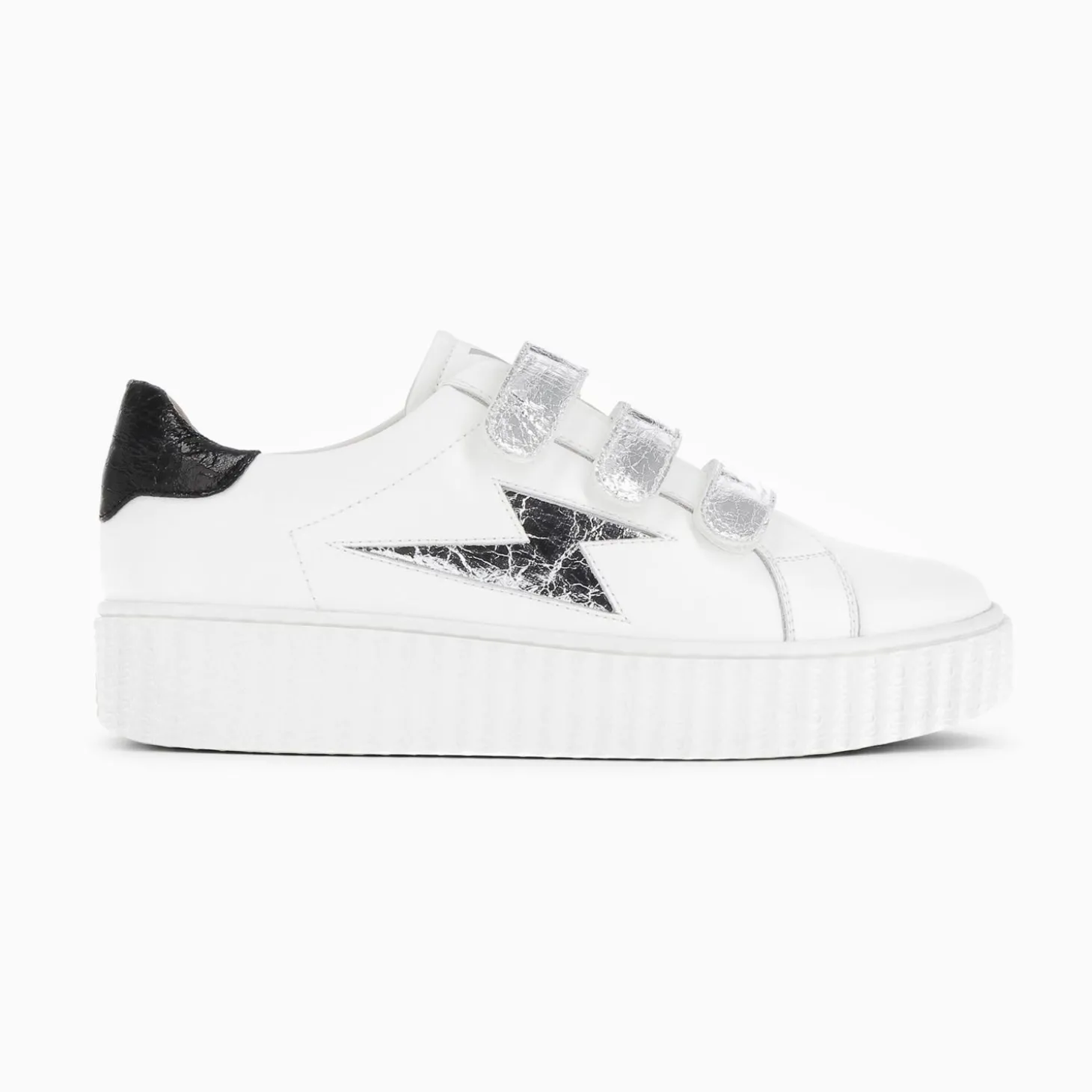 Baskets Eclair Jane Blanches En Cuir A Scratchs Argent