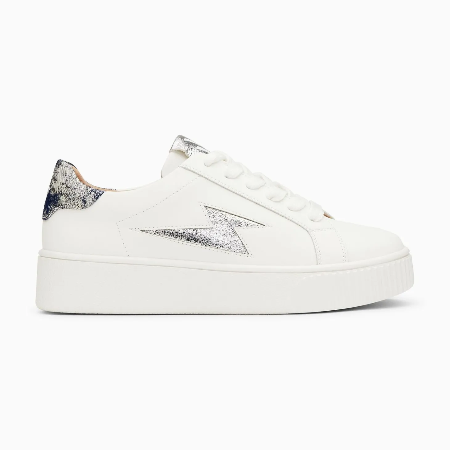 Baskets Eclair Joy Blanc Et Argent A Lacets