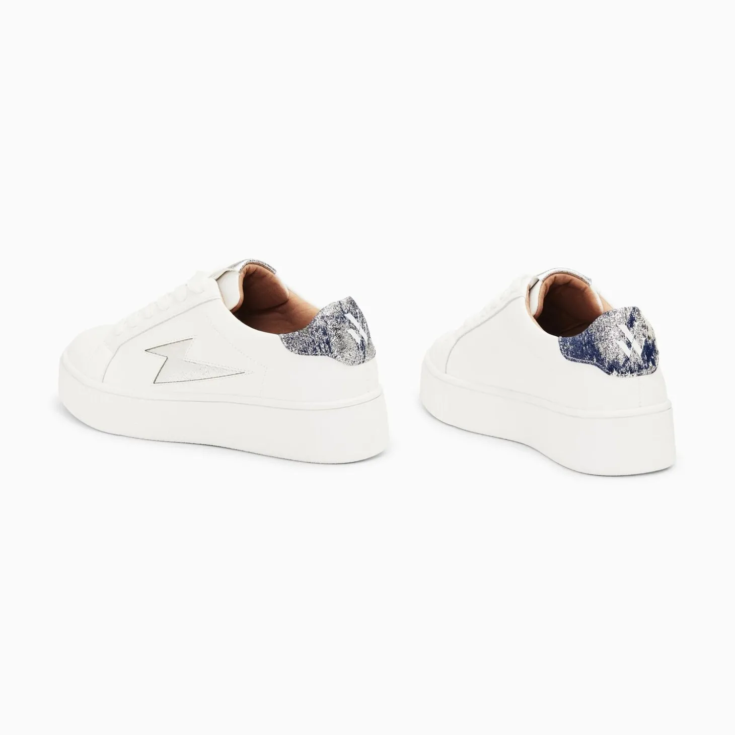 Baskets Eclair Joy Blanc Et Argent A Lacets