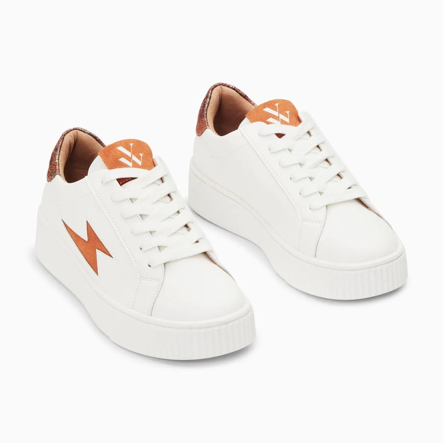 Baskets Eclair Joy Blanc Et Ocre A Lacets