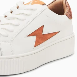 Baskets Eclair Joy Blanc Et Ocre A Lacets