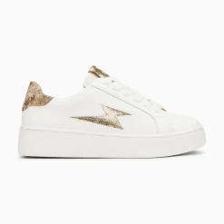 Baskets Eclair Joy Blanc Et Or A Lacets