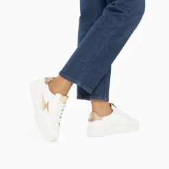 Baskets Eclair Joy Blanc Et Or A Lacets