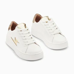 Baskets Eclair Joy Blanc Et Or A Lacets
