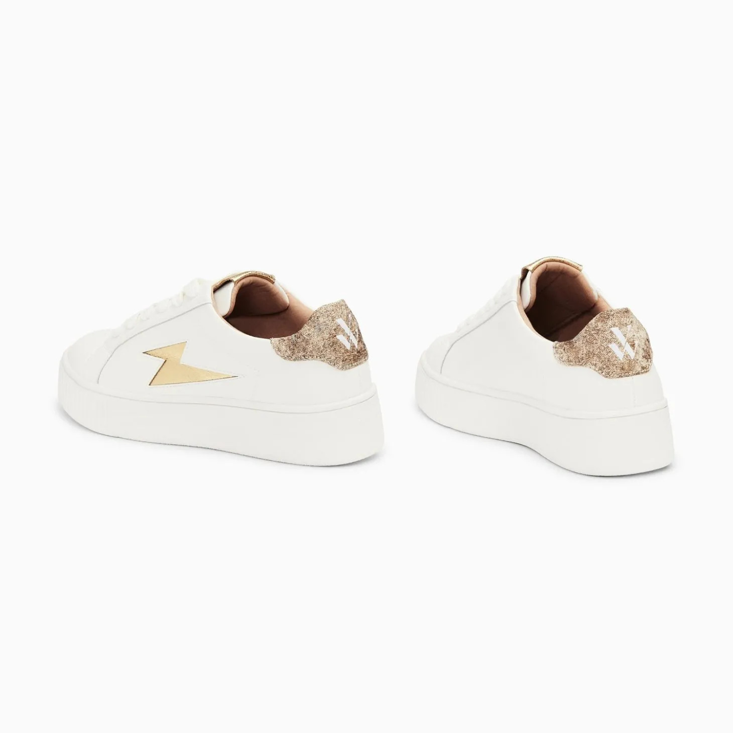 Baskets Eclair Joy Blanc Et Or A Lacets
