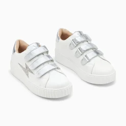 Baskets Eclair Kandia Blanc Et Argent A Scratchs
