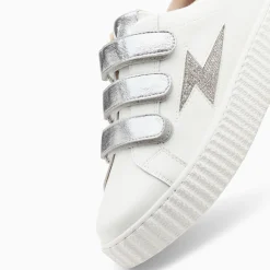 Baskets Eclair Kandia Blanc Et Argent A Scratchs