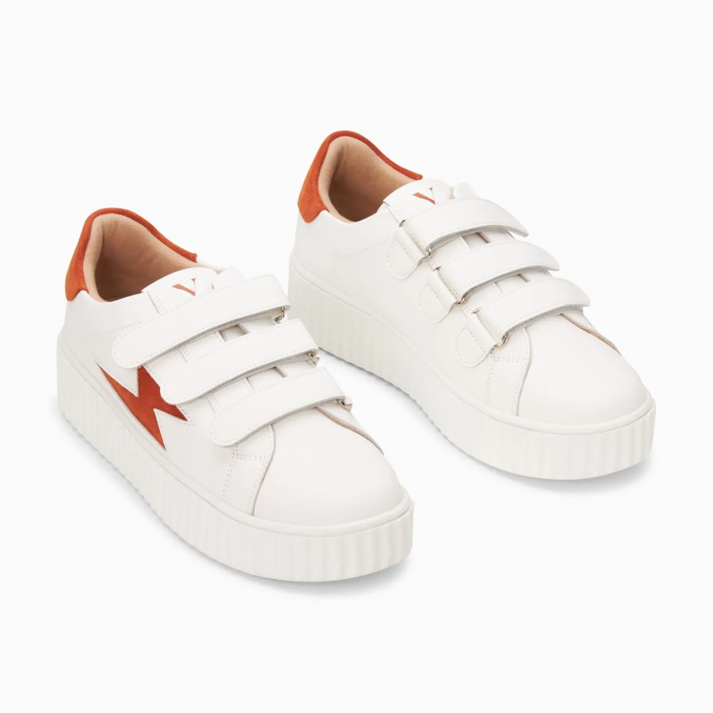 Baskets Eclair Kim Blanc Et Orange A Scratchs