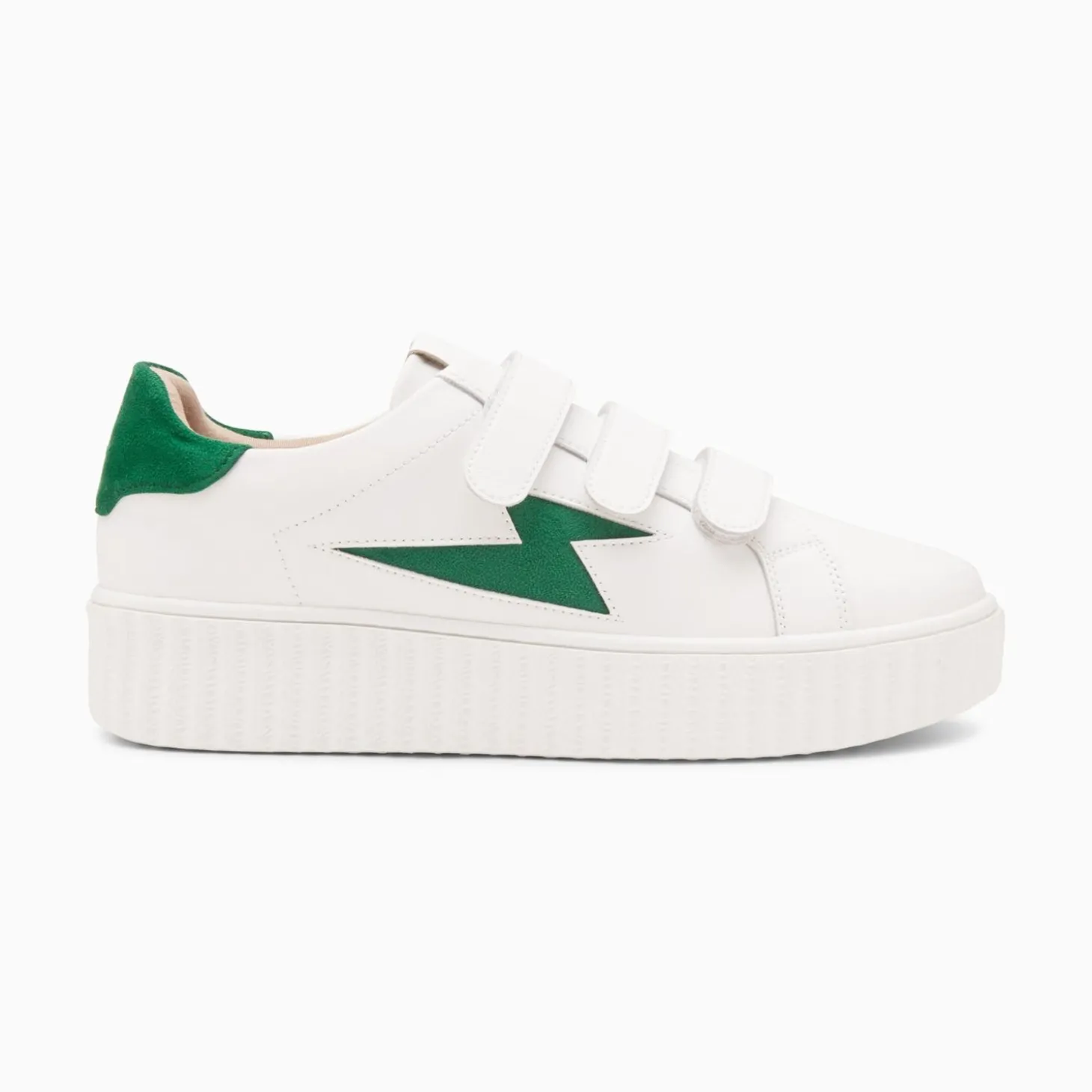 Baskets Eclair Kim Blanc Et Vert Fonce A Scratchs