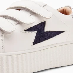 Baskets Eclair Kim Blanc Et Bleu Marine A Scratchs