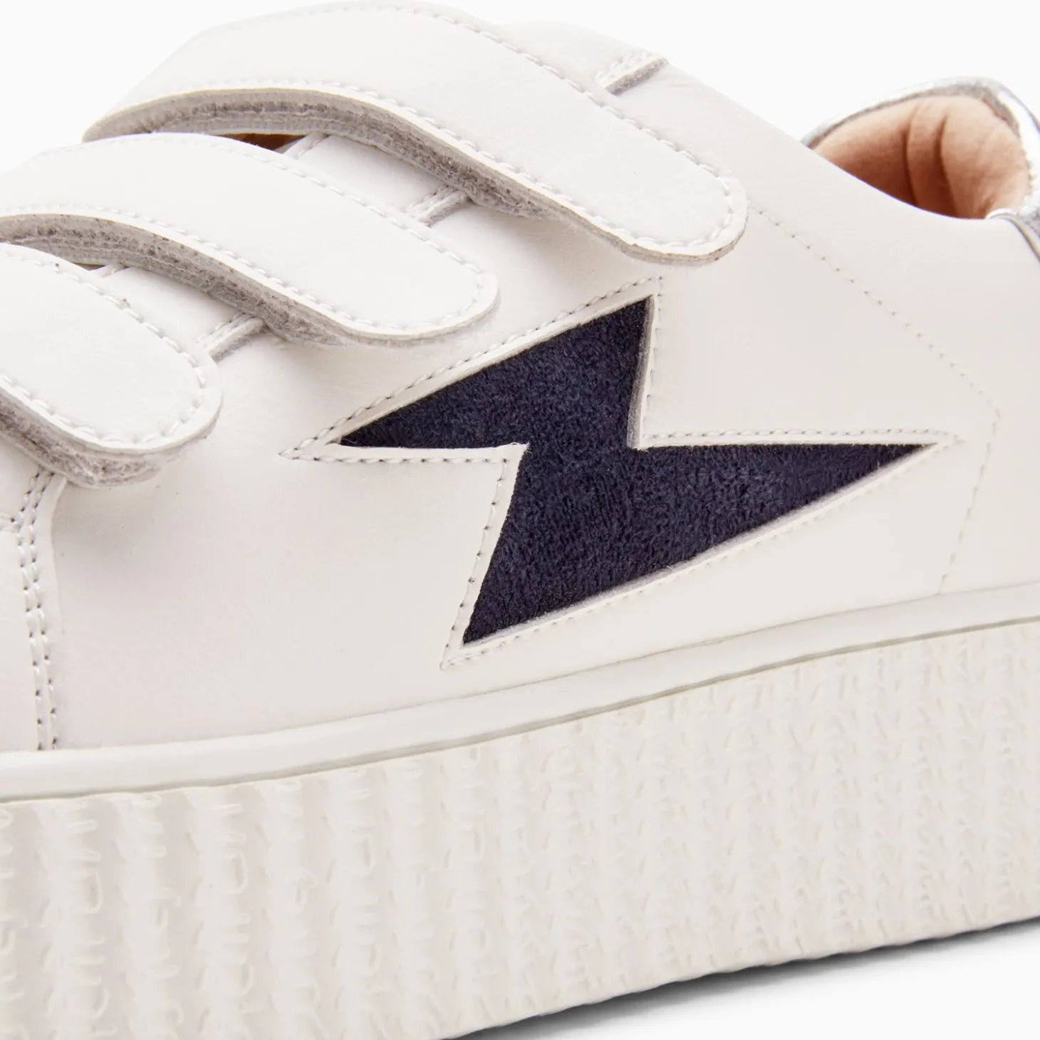 Baskets Eclair Kim Blanc Et Bleu Marine A Scratchs