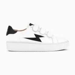 Baskets Eclair Larissa Blanc Et Noir Satin A Scratchs