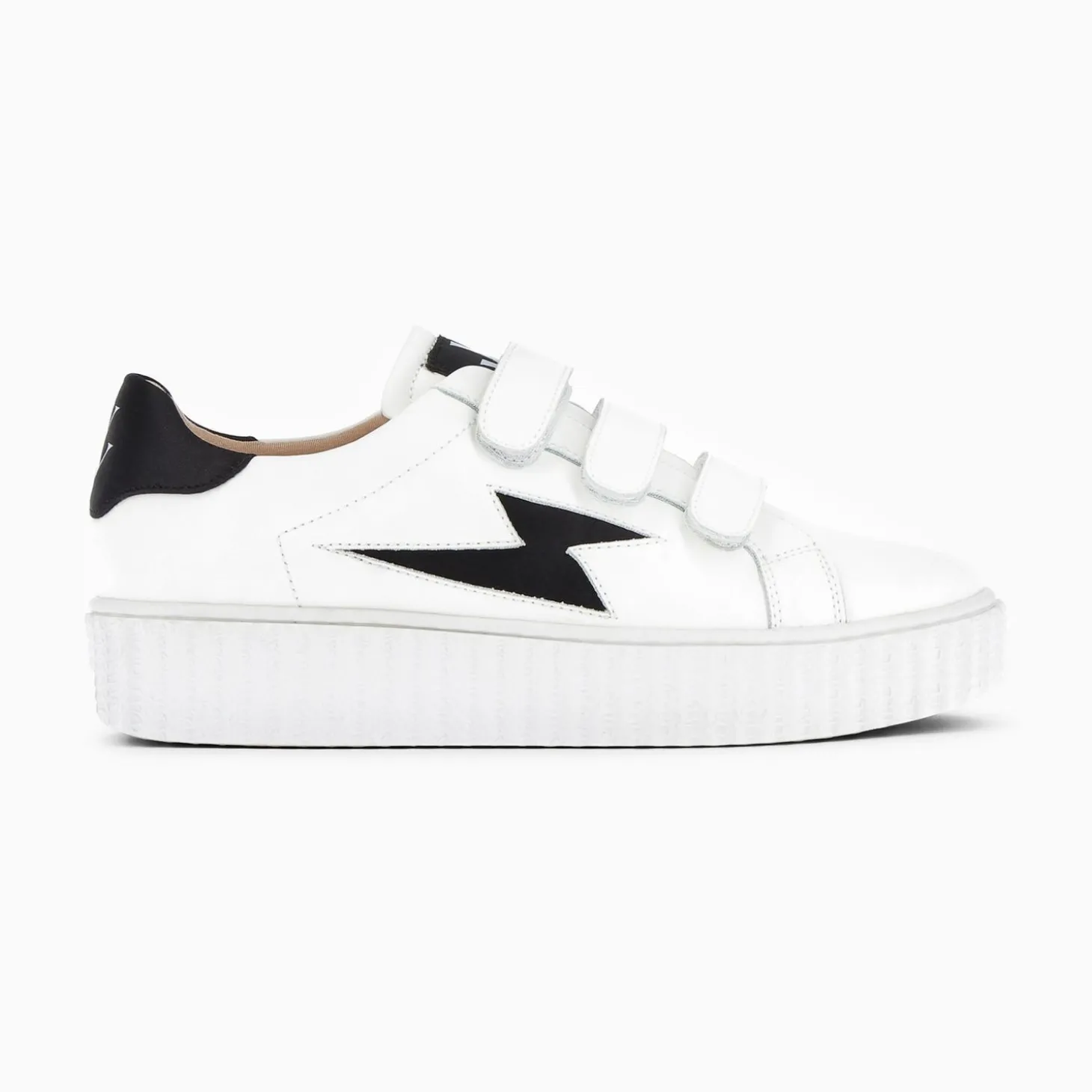 Baskets Eclair Larissa Blanc Et Noir Satin A Scratchs