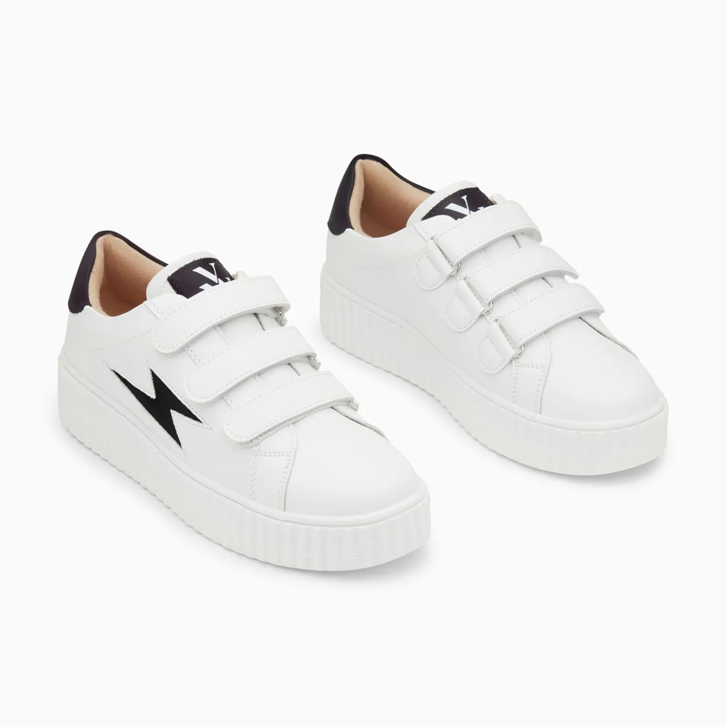Baskets Eclair Larissa Blanc Et Noir Satin A Scratchs