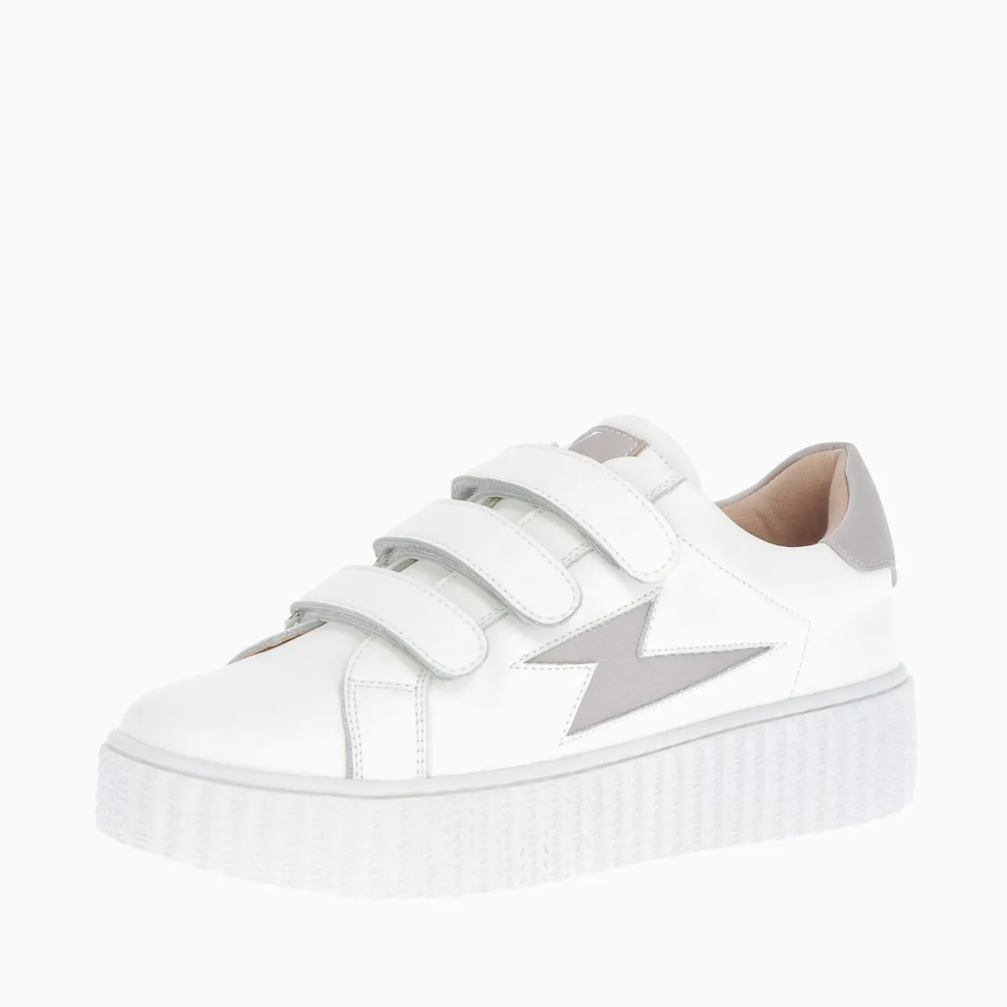 Baskets Eclair Larissa Blanches A Details En Satin Taupe