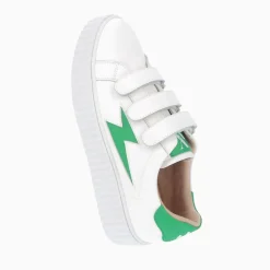 Baskets Eclair Larissa Blanches A Details En Satin Vert