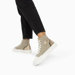 Baskets Eclair Laure Montantes Kaki Et Champagne