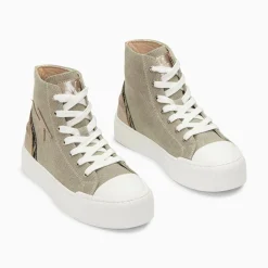 Baskets Eclair Laure Montantes Kaki Et Champagne