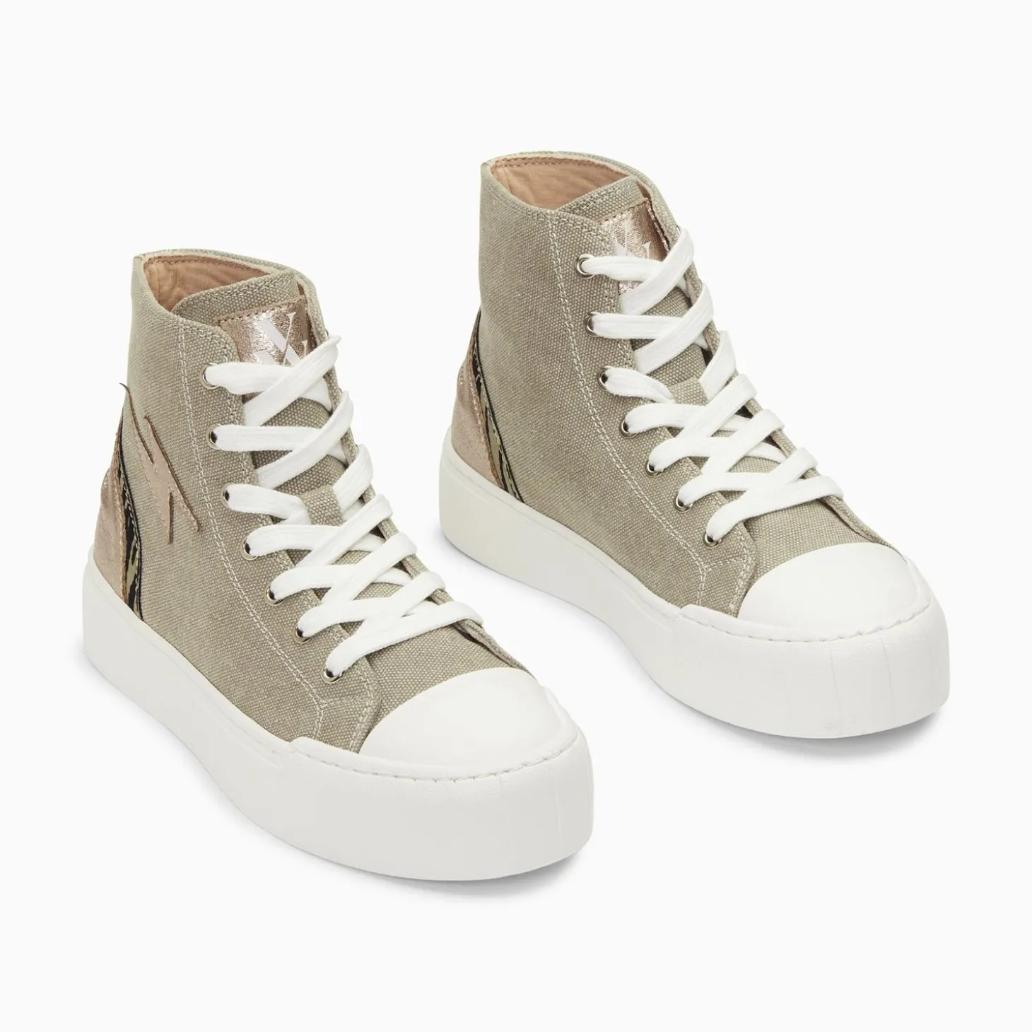 Baskets Eclair Laure Montantes Kaki Et Champagne