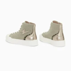 Baskets Eclair Laure Montantes Kaki Et Champagne