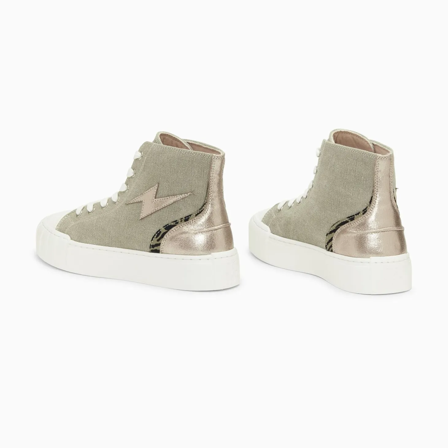 Baskets Eclair Laure Montantes Kaki Et Champagne