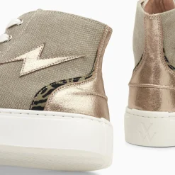 Baskets Eclair Laure Montantes Kaki Et Champagne